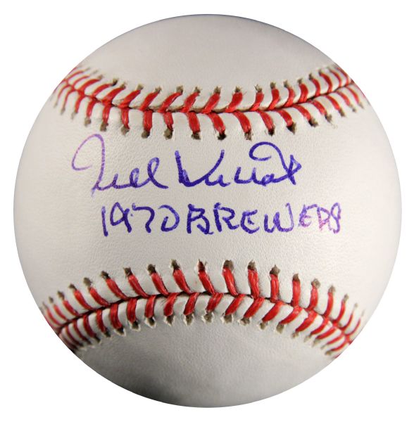 1970 Ted Kubiak Mliwaukee Brewers Single Signed Baseball with "1970 Brewers"