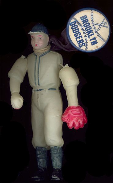  1940s Brooklyn Dodgers Celuloid Doll & 1 1/4 inch Pinback button 