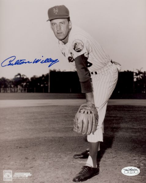 1958-62 New York Mets Carlton Willey Autographed 8x10 B/W Photo (JSA)