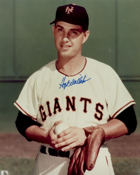 1952-56 New York Giants Hoyt Wilhelm Autographed 8x10 Color Photo JSA (d. 2002)