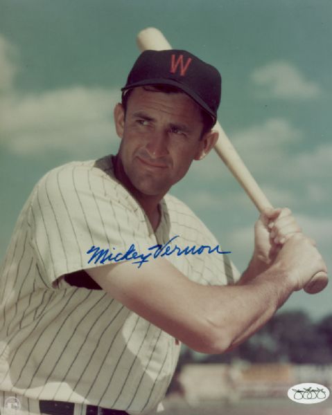 1939-55 Washington Senators Mickey Vernon Autographed 8x10 Color Photo (JSA)