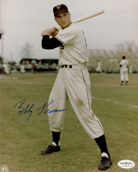 1946-53 New York Giants Bobby Thomson Autographed 8x10 Color Photo (JSA)