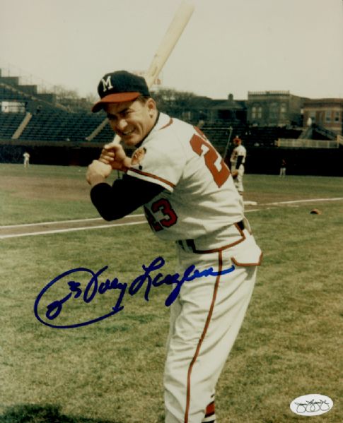 1953-61 Milwaukee Braves Johnny Logan Autographed 8x10 Color Photo (JSA)