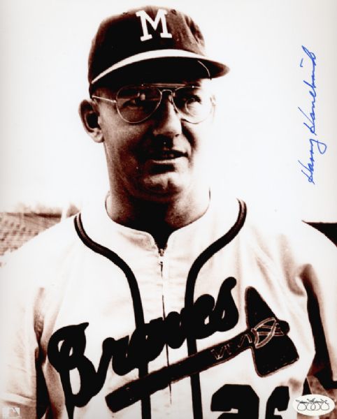 1953-58 Milwaukee Braves Harry Hanebrink Autographed 8x10 B/W Photo JSA (d. 1996)