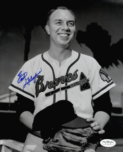 1953-63 Milwaukee Braves Announcer Earl Gillespie Autographed 8x10 B/W Photo JSA (d. 2003)