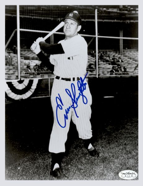 1954-59 New York Yankees Enos Slaughter Autographed 8x10 B/W Photo JSA (d. 2002)