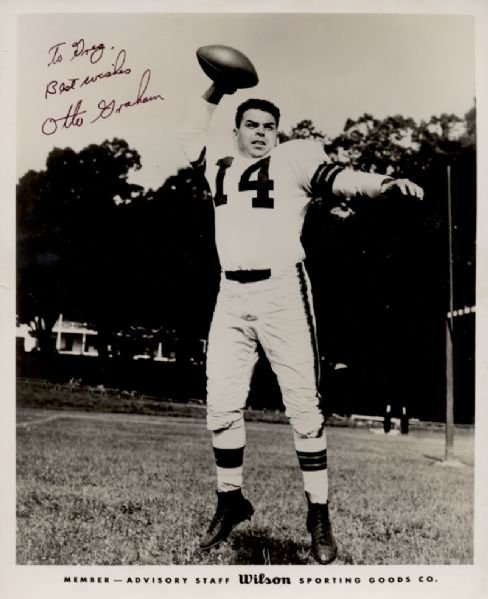 1946-55 Cleveland Browns Otto Graham Autographed 8x10 B/W Photo JSA (d. 2003)
