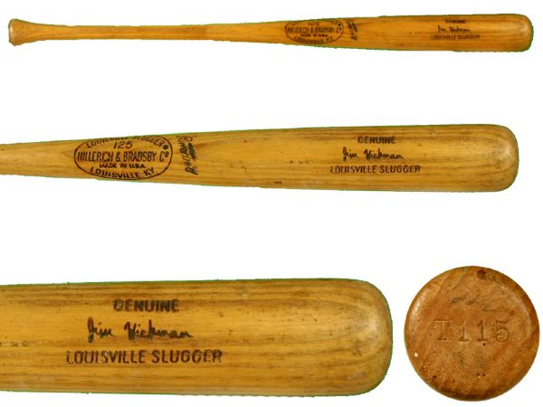 1973-74 Jim Hickman H&B Louisville Slugger Professional Model Game Bat