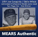 1954 Joe Garagiola / Eddie Miksis Adirondack Professional Model Game Used Two Player Bat - Side Written (MEARS Auction LOA)