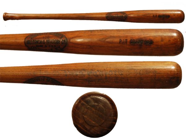 1928 Pat Crawford H&B Side Written Toledo Mud Hens Game Bat (MEARS A9)