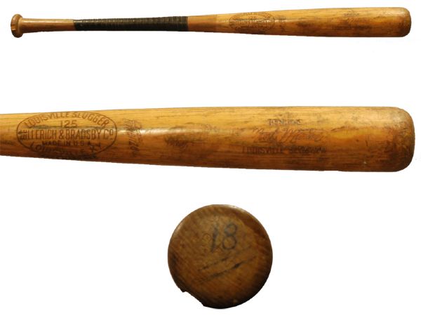 1948-49 Marty Marion / Del Rice H&B Professional Model Game Bat (MEARS A8)