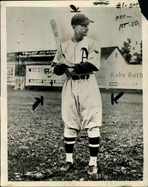 1935 Edwin Pitts Albany Senators "The Sporting News Collection Archives" Original Type 1 7" x 9" Photo (Sporting News Collection Hologram/MEARS Type 1 Photo LOA)