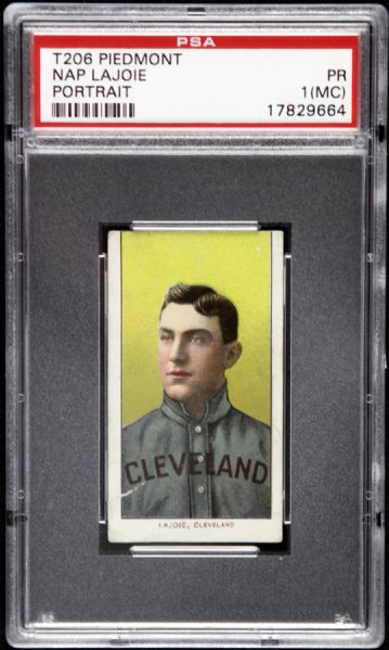 1909 -11 T206 Nap Lajoie Cleveland Naps Portrait Piedmont  Back Card - PSA 1 PR MC