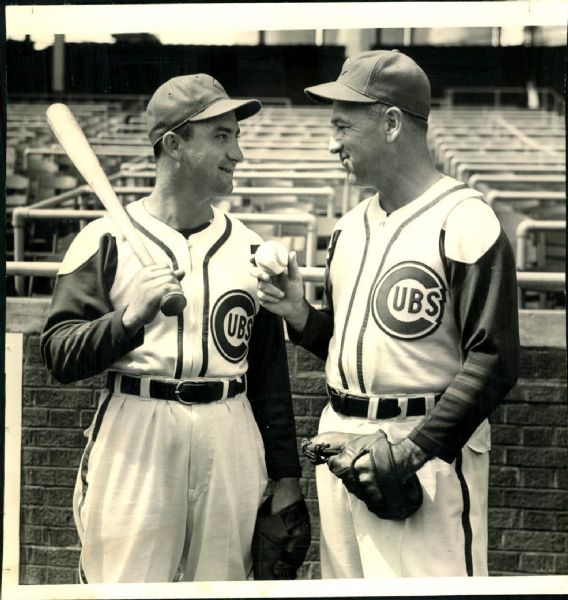 1941 Billy Myers and Charlie Root Chicago Cubs "The Sporting News Collection Archives" Original 7.5" x 8" Photo (Sporting News Collection Hologram/MEARS Photo LOA)