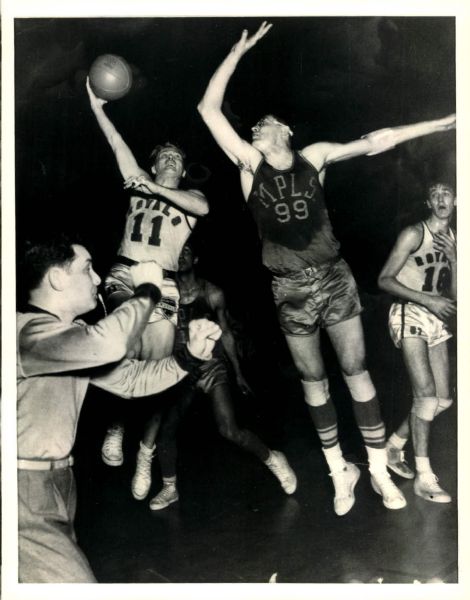 1947-51 George Mikan Minneapolis Lakers Joe Fulks Philadelphia Warriors "SPORT Magazine Collection Archives" Origingal Photos (MEARS Photo LOA) - Lot of 2