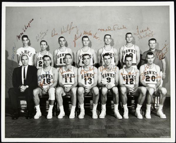 1957-58 St. Louis Hawks Team Signed Photograph "The Sporting News Collection Archives" Original Photo (Sporting News Collection Hologram/MEARS Photo LOA)