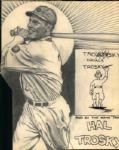 1933-35 Hal Trosky Cleveland Indians "TSN" Original Illustration Artwork (Sporting News Collection Hologram/MEARS LOA) Unique, 1:1