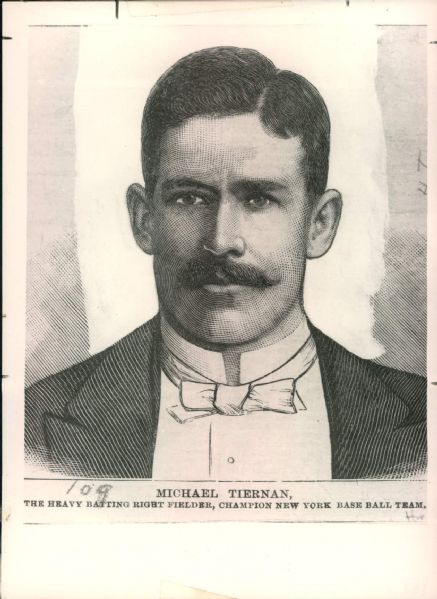 1887 Mike Tiernan New York Giants "The Sporting News Collection Archives" Modern Print (Sporting News Collection Hologram/MEARS Photo LOA)
