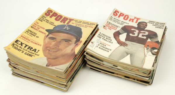 1965-87 SPORT and Inside Sports Publications - Lot of 54 w/ Wilt Chamberlain Sandy Koufax Jim Brown