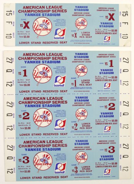 Early 80s Unused Yankee Stadium ALCS Game Tickets - Lot of 4