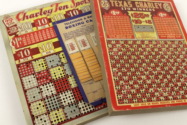 1940-50 circa Gambling Board - Lot of 2 & Boxing Pull Tab 