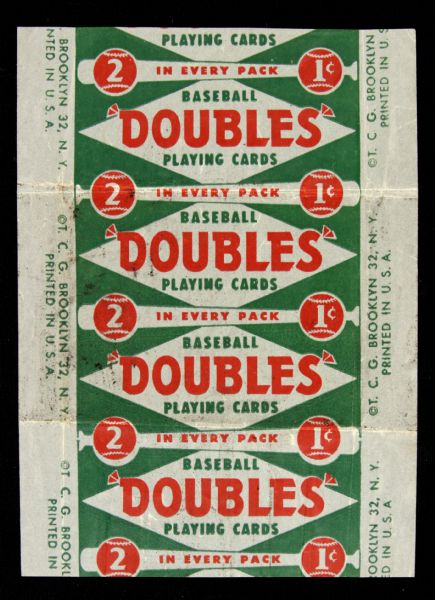 1951 Topps Baseball Wrapper Baseball Doubles Playing Cards