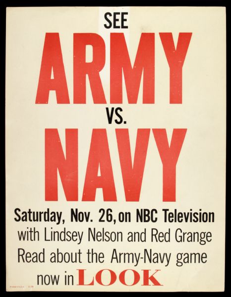 1950s Army vs. Navy 10" x 13" Promotional - Red Grange & Lindsey Nelson Announcing