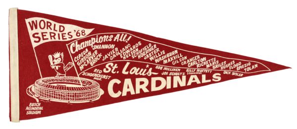1968 St. Louis Cardinals Full Size 29" World Series Scroll Pennant 