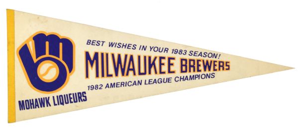 1982 Milwaukee Brewers Mohawk Liquers 1982 AL Champs - Rare Pennant
