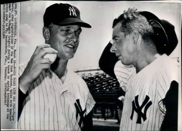 1964 Roger Maris and Joe DiMaggio New York Yankees Boston Herald Original 6.5" x 9.25" Photo