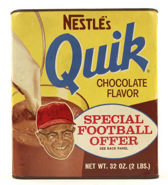 1960s circa Nestles Quik Package w/ Vince Lombardi Green Bay Packers Endorsement