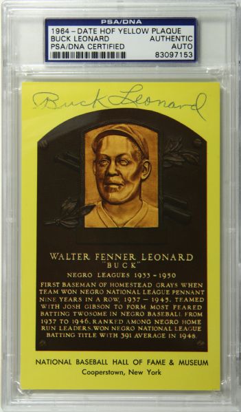 Signed Hall of Fame Postcards Buck Leonard Jocko Conlan Early Wynn Billy Hermann Rick Ferrell (PSA/DNA) - Lot of 5