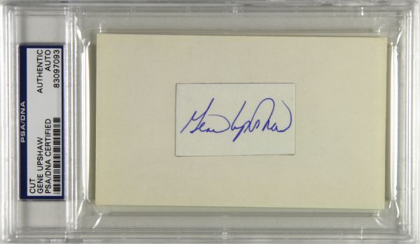 Signed Index Cards (PSA/DNA) Gene Upshaw Tony Canadeo - Lot of 2