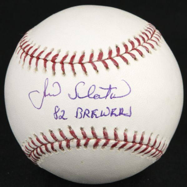 1982 Jim Slaton Milwaukee Brewers Single Signed OML (Selig) Baseball - JSA 