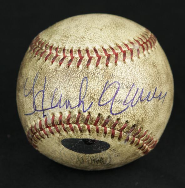 1975-76 Hank Aaron Milwaukee Brewers Game Used OAL (MacPhail) Baseball - JSA & MEARS Auction LOA