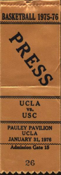 1975-76 UCLA vs. USC Press Ribbon 