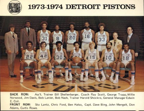1973-74 Detroit Pistons 7" x 5 1/2" Postcard 