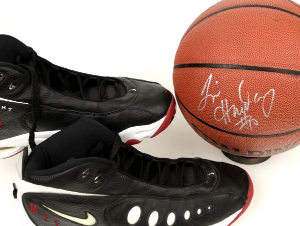 2000 Tim Hardaway Miami Heat Game Worn Nike Shoes & Signed Basketball (MEARS Auction LOA) 