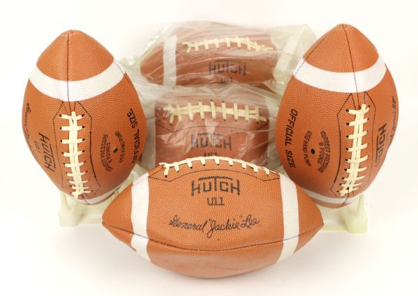 1970s Hutch Official Size Footballs in Original Packaging w/Needle & Holder - Lot of 5