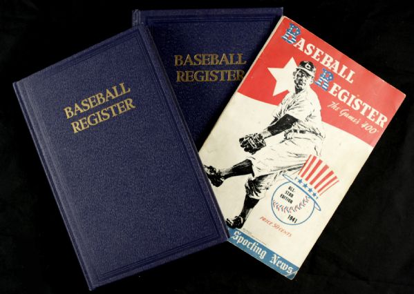 1941-50 The Sporting News Baseball Register - Two Leatherbound  Walter Johnson Joe DiMaggio 