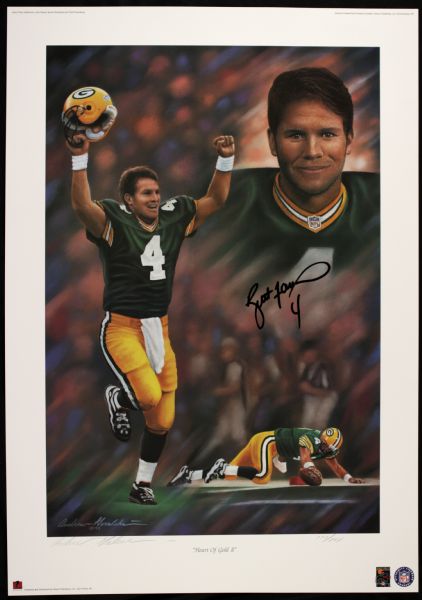 1997 Brett Favre Green Bay Packers Signed Heart of Gold II Print 173/804 - JSA