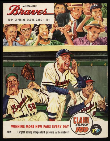 1954 Milwaukee Braves Game Program Hank Aaron Rookei Season & Listed  As #5 Unscored