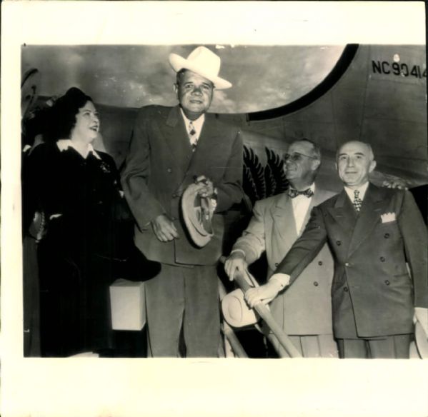 1947 Babe and Mrs. Ruth American Legion Tour "Seattle Times Archives" Original 8" x 8" Photo (Seattle Times Hologram/MEARS LOA)