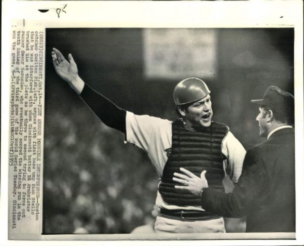 1975 Carlton Fisk Boston Red Sox "Boston Herald Archives" Original 8" x 10" Photo (Boston Herald Hologram/MEARS LOA)