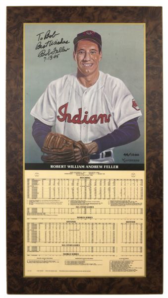 1981 Bob Feller Cleveland Indians Signed 13" x 23 1/2" Display 44/1000 (MEARS Auction LOA)