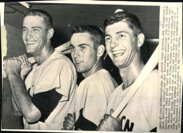 1962 Carl Yastrzemski Bob Tillman Chuck Schilling Boston Red Sox "TSN Collection Archives" Original 7" x 9.5" Photo (Sporting News Collection Hologram/MEARS LOA)