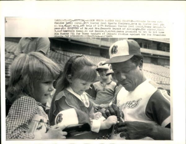 1973 Hank Aaron Atlanta Braves "TSN Collection Archives" Original 7" x 9" Photo (Sporting News Collection Hologram/MEARS LOA)