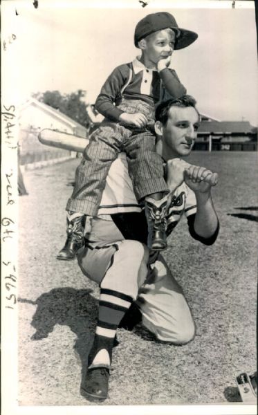1954 Warren Spahn and Son Milwaukee Braves "TSN Collection Archives" Original 6" x 10" Photo (Sporting News Collection Hologram/MEARS LOA)