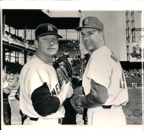 1964 Mickey Mantle New York Yankees Ken Boyer St. Louis Cardinals "TSN Collection Archives" Original 8" x 9" Photo (Sporting News Collection Hologram/MEARS LOA)