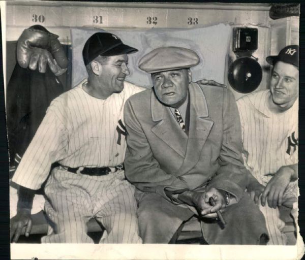 1947-48 Babe Ruth Bucky Harris New York Yankees "TSN Collection Archives" Original 7.5" x 8.5" Photo (Sporting News Collection Hologram/MEARS LOA)